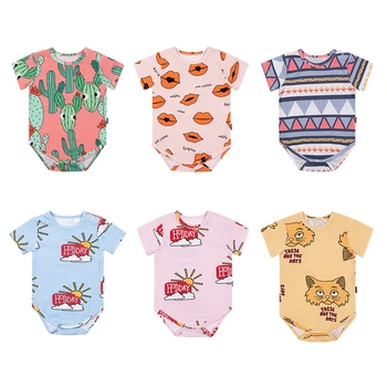 TinyPeople NAUJAS 2019 kūdikių onesies vasaros trumpomis rankovėmis medvilnės audiniai jumpsuit bebe bodysuit kūdikių berniukų, mergaičių mielas naujagimių drabužiai