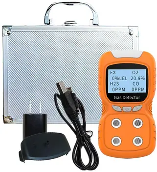 LCD 4 1 Nuodingų Dujų Signalizacijos Detektoriai, CO O2 H2S Stebėti Deguonies Dujų Analizatoriaus Metrų USB Įkrovimo Skaitmeninis Dujų Detektorius