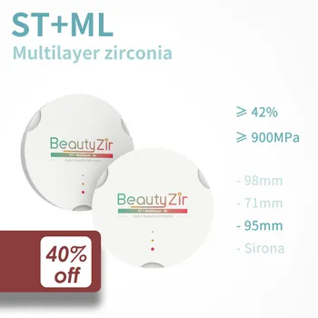 ST+ML 9516mm super vaiskumą daugiasluoksnės, cirkonio dantų blokai zirkonzahn cad cam cirkonis tuščias