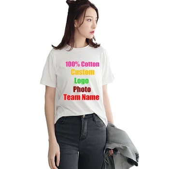 Korėjos Medvilnės Harajuku Kietos Moterys Vasarą Marškinėlius Logotipą foto Tekstas Atspausdintas 