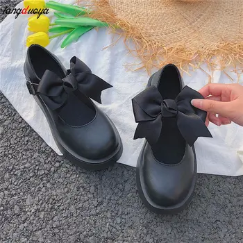 Mažas odos batai moterims, 2021 m. rudenį modeliai Mary Jane bateliai moterims Japonijos aukšti kulniukai retro platforminiai batai moterims