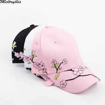 [Meltryllis]Naujas Mados Unisex Beisbolo kepuraitę, Siuvinėta Gėlių Džinsinio Skrybėlę Jaunų Moterų, Vyrų, Lauko Lenkti Kraštų Hip-hop Kepurės