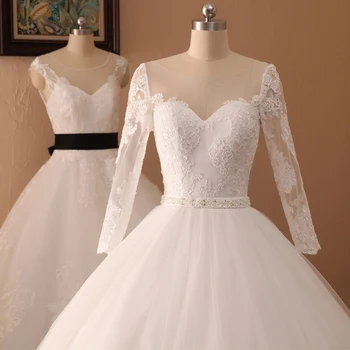 Meilužio Bučinys Princesė Vestuvių suknelės Moterims Kamuolys Suknelė vestidos de noiva Plius Dydis Backless Long Sleeve Lace Vestuvių Suknelės 2020 m.