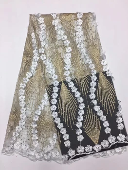 Elegantiškas didmeninės vestuvių nigerijos nėrinių medžiagos su akmenys, baltas auksas persikų afrikos prancūzų nėrinių audinio vestuvinė suknelė K-D2376