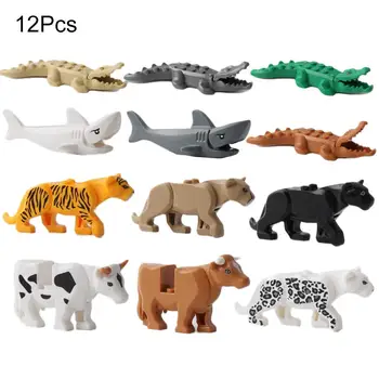 12pcs/set Gyvūnų Modelio Duomenys Krokodilas Tigro, Karvės Leopard 