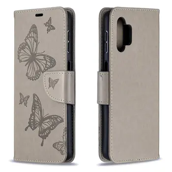 3D Drugelis Odiniai Telefono Dėklai, Skirti Samsung Galaxy A52 A32 A72 A42 5G A12 Atveju Piniginės Flip Cover Knyga Su Kortelės Lizdas Virvelės