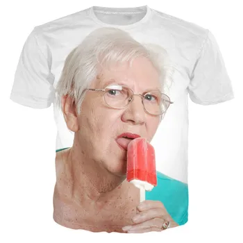 Vyresnysis Ponia Lyžis Raudona Popsicle 3D Print T Shirt Kawaii Močiutė Juokinga NONA Popsicle Summer Tee Seksualus Viršuje Tees Dropship