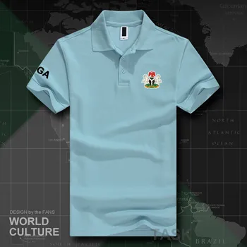 Federacinė Respublika, Nigerija, NKP polo marškinėliai vyrams trumpomis rankovėmis balti ženklai spausdinami šalies 2018 medvilnės tautos mados emblema