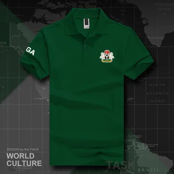 Federacinė Respublika, Nigerija, NKP polo marškinėliai vyrams trumpomis rankovėmis balti ženklai spausdinami šalies 2018 medvilnės tautos mados emblema