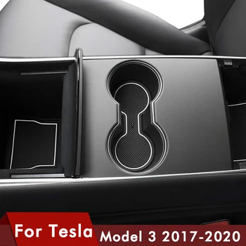 7Pcs/Nustatyti Tesla Model 3 Priedai Vartų Angą Trinkelėmis Durų Groove Mat centrinė Konsolė Puodelio Laikiklis Model3 Modelis Y Automobilių Tris