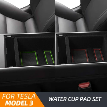 7Pcs/Nustatyti Tesla Model 3 Priedai Vartų Angą Trinkelėmis Durų Groove Mat centrinė Konsolė Puodelio Laikiklis Model3 Modelis Y Automobilių Tris