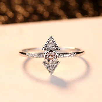 Mados Minimalizmas Sidabro Spalvos Kristalų Žiedai Paprasta Geometrija Trikampis Cirkonis Žiedai Uodega Žiedas, Vestuvių, Sužadėtuvių Fine Jewelry