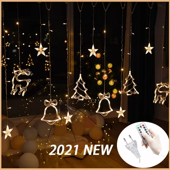 3.5 M LED Star Elnias Medžio Bell 110V, 220V Kalėdinė Girlianda Pasakų Užuolaidų String Šviesos Namuose Naujųjų Metų Vestuves Apdaila