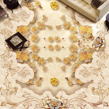 Wellyu Prabangus Europos Rose Gold Akmens Mozaikos 3D Grindų Plytelių Užsakymą Didelės Freskos 3D Tapetai papel de parede para quarto