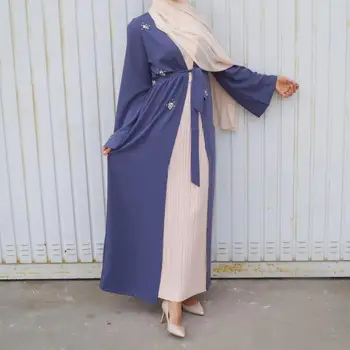 Musulmonų Deimantų Duobute Cardigan Abaja Visą Suknelė Kimono Ilgas Chalatas, Chalatai Jubah Dubajus Artimųjų Rytų Ramadanas Arabų Islamo Apranga