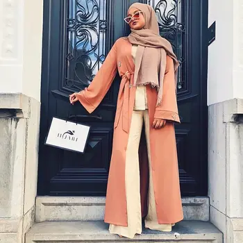 Musulmonų Deimantų Duobute Cardigan Abaja Visą Suknelė Kimono Ilgas Chalatas, Chalatai Jubah Dubajus Artimųjų Rytų Ramadanas Arabų Islamo Apranga