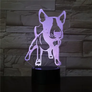 Anglija Bull Terjeras Formos, Skirtos LED Vaizdo Lempa šunelis Mažylis 3D Optinė iliuzija Lempa Namų Dekoro LED Nakties Šviesos Stalo Lempa