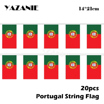 YAZANIE 14*21cm 20PCS Portugalija String Vėliavos Mažas portugalijos Poliesteris Nacionalines Vėliavas Dekoratyvinis Užsakymą Vėliavas ir Plakatus