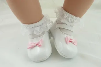 Gražus, Nuostabus baltas, pink bateliai kojinių bobbysocks 
