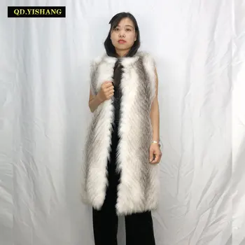 Nekilnojamojo lapės kailio liemenę, O Kaklas Ilgas, žiemą šilta kailio liemenė Gamtos kryžiaus fox fur coat Stilius gali būti pritaikytas QD.YISHANG