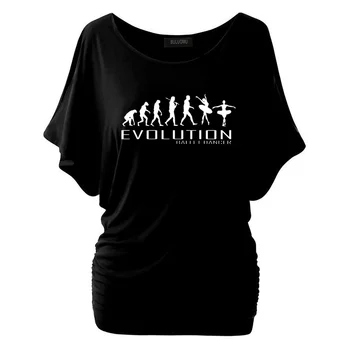 Naujas Mados moters T - shirt Mados drabužių Evoliucija, Baleto Šokėjas Tee Moterims trumpomis Rankovėmis viršūnes