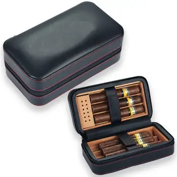 GALINER Kelionės Cigarų Humidoras Box Odos Cigarų Atveju Nustatyti W/ Drėkintuvas Kedro Medienos Nešiojamų 4 Turėtojas Cigarų Dėžutė Cigarų COHIBA