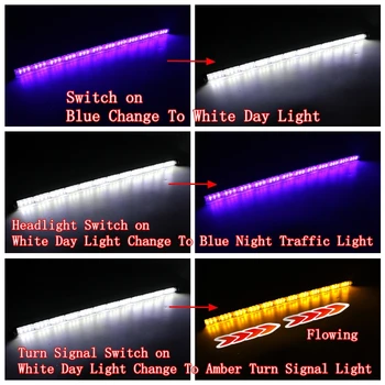 Tak Wai Lee 2X 4 Pokyčius Išorės Lanksčias LED Dieniniai Juostelės Šviesos Krištolo Akis Srautą Posūkio Signalo Automobilis, Dienos Lempos Stilius