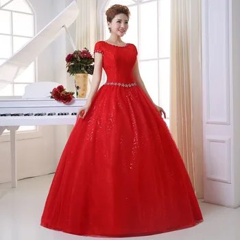 Raudona Nuotakos vestuvių suknelė kamuolys suknelė vasarai nauja nuotaka vestuvių mados vamzdis viršuje, nėriniai paprasta korėjos versija, vestidos de novia