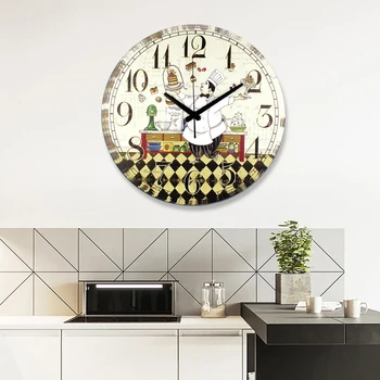 Didelis Modernus Sieninis Laikrodis Magic Chef Modelis Europoje Stiliaus Dekoratyviniais Kavos Parduotuvė Virtuvės, Valgomasis kambarys, Watchs Sieniniai Laikrodžiai