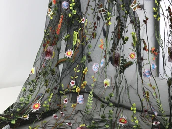 50cm*130cm 3D Gėlių Išsiuvinėtu Tiulio Audinio Tekstilės Tinklelio Medžiagos Nėrinių Gėlių Nuotakos Top 10 Vestuvių Suknelės Medžiaga