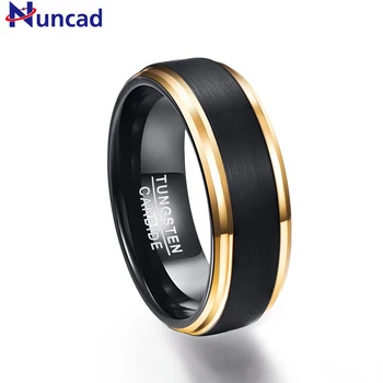 Klasikinės juodos vyrų žiedai yra gryno Volframo Aukso Spalvos vestuvės vestuvinis žiedas nemokamas pristatymas