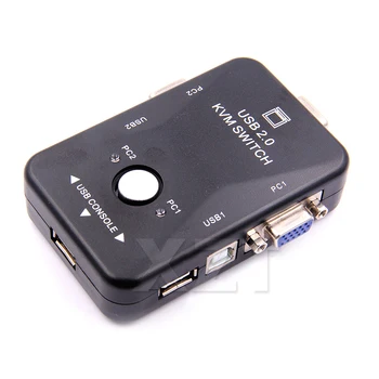 1pcs Profesinės USB KVM Switch Perjungiklis 2 Port VGA, SVGA Jungiklis, Dėžutė, USB 2.0 Pelės, Klaviatūros 1920*1440 Jungiklis