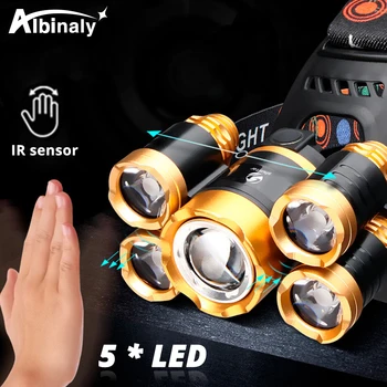 Super šviesus Jutiklis LED Žibintai Su 5*LED Lauko Profesionalus LED Žibintų nuotykių, žvejyba, kempingas, ir kt.