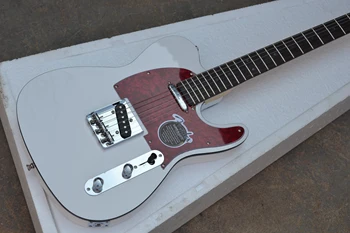 Gamyklos didmeninė classic 6 styginiai elektrinė gitara, vaiskiai balta kėbulo, raudona šarvai ir skydas, nemokamas pristatymas