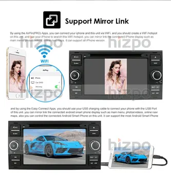 AutoRadio 2din Android Automobilio Multimedijos Grotuvas DVD GPS Tinka Ford Focus C-Max Prisijungti Fiesta 