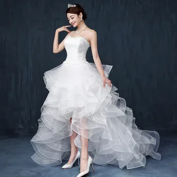2021 Naujas Priekis Trumpas, Ilgas Atgal, Stebėjimo Vestuvių Suknelė Saldus Nuotakos Suknelė Su Traukiniu Individualų Vestuvių Suknelė Vestido De Noiva L