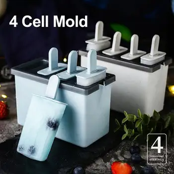 Trikampis/Apvalus/Kvadratas 4 Ląstelių Silikono Popsicle Maker 