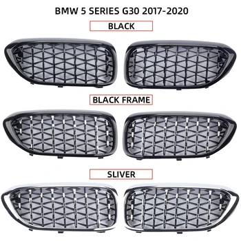 Automobilių ABS Diamond Bamperio Groteles, Perdangos Inkstų Lenktynių Grotelės BMW 5 Serijos G30 2017-2020 Auto Grotelės Stiliaus Pakeitimo