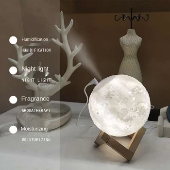 3D Spausdinimo Mėnulis Naktį Šviesos Aromatas Drėkintuvas eterinis Aliejus Difuzoriaus Įkrovimo Office Home Oro Valytuvas Aromaterapija Valytuvas