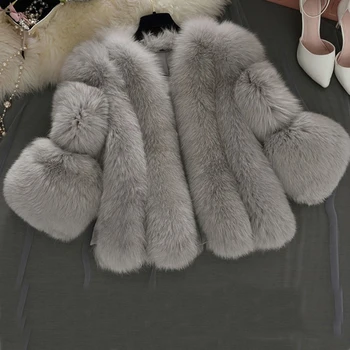Moteriški kailiniai paltai moteriška striukė moterims didelio dydžio fox fur dirbtiniais kailiais kailis dirbtinis kailis žieminis paltas juostelės dirbtiniais kailiais striukė