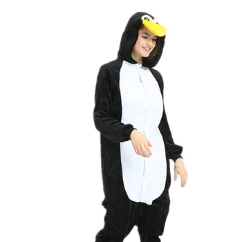 Šilta Pižama Vaikams Gyvūnų Onsies Flanelė Vaikų Sleepwear Juoda Pingvinas pižama Mergaitėms Berniukai Pižamą Cosplay