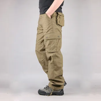 Vyriški Krovinių Kelnės Atsitiktinis Mens Kelnės Multi Pocket Karinės Bendras Vyrų Sweatpants Taktinės Kelnės Pantalon Hombre Plius dydis 44
