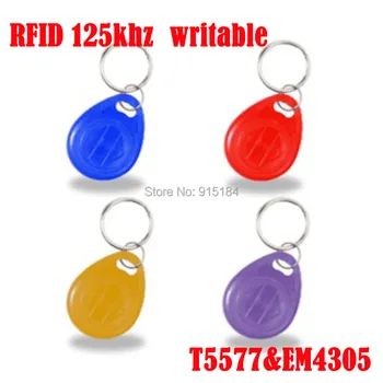 100 Vnt./daug EM4305 Kopijuoti Perrašomieji Rašyti Perrašyti EM ID keyfobs RFID Žymę, Raktų Žiedas Kortelės 125KHZ Artumo Simbolinis Ženklelis Dublikatą
