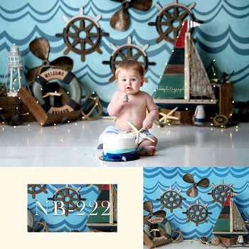 Undinė Vaikų Gimtadienio Fone Photocall Piratų Naujagimiui Portretas Fone Fotografijos Shell Jūrmylių Nuotykių Nuotrauka