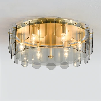 LED Lubų Šviesos, Dūmų/Gintaro spalvos Stiklo Postmodernaus Paprastas grupė Lempa Gyvenimo Kambario, Miegamasis, Virtuvė, Patalpų Deco Turas Įrenginiai E14