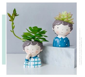 Garbanotas Berniukas, 4 vnt. Nustatyti Europos Stiliaus Sultingi Augalai Sodinamoji Puodą Mini Bonsai Kaktusas Gėlių Vazonas Namų Dekoratyvinis sodo Amatų