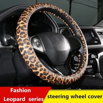 Leopard Vairas Padengti Oda Automobilio Vairas Dangčiai vairai, Šakotuvai Atveju Universalus Dydis M 38CM Honda