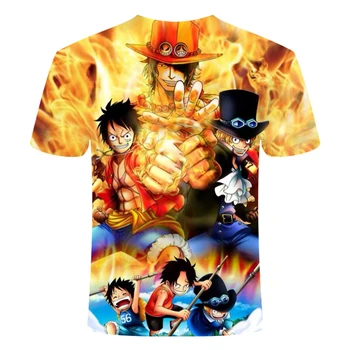 2018 naujų anime Marškinėlius Vasaros Vyrų Juokinga gaisro Spausdinti Vienas Gabalas 3d T-shirt Vyrai Hip-hop Streetwear O-Neck T Marškinėliai topai&Tees Marškinėliai