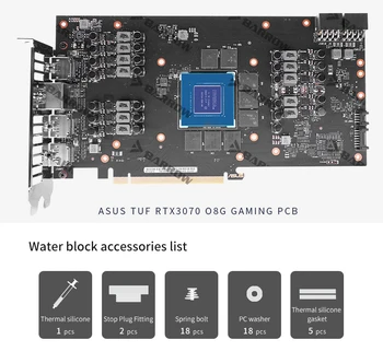 BARROW visišką Vandens Bloko naudoti ASUS TUF RTX3070 O8G ŽAIDIMŲ GPU Kortelės Palaikymas Originalus Backplate 5V Antraštė A-RGB Aurora