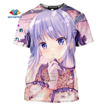 SONSPEE Anime Princesė Prisijungti! Re:Nardymo vyriški T-shirt 3D Spausdinimo Kawaii Girl Kokoro Marškinėlius Atsitiktinis Vasaros Drabužių, Negabaritinių Marškinėliai